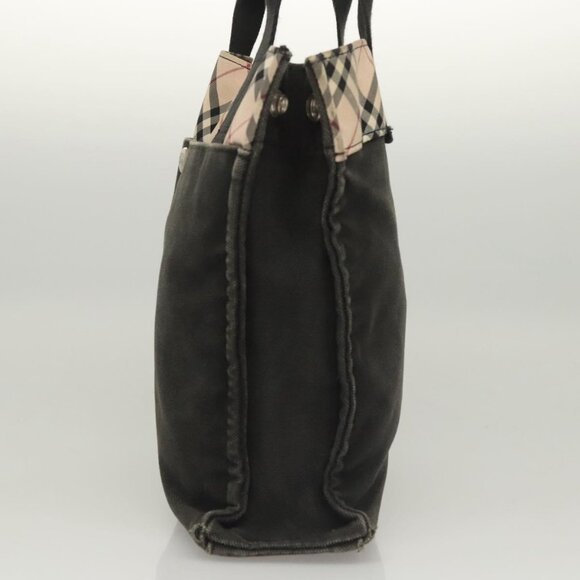 BURBERRY Nova Check Blue Label Hand Bag Canvas Nylon Black Beige Auth - Picture 4 of 16